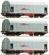 67037 Roco Set of 3 slide tarpaulin coil transport cars